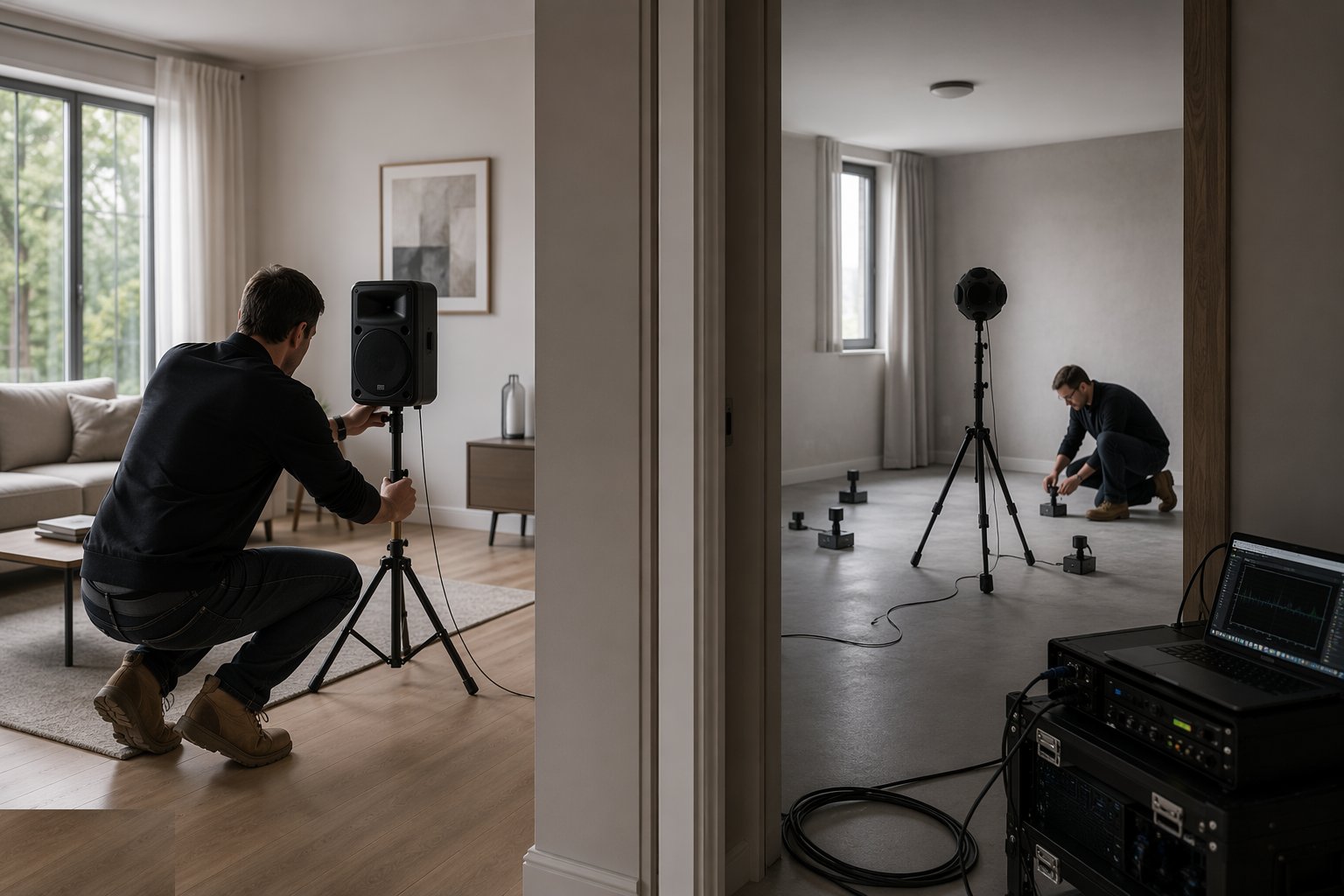 Set up the airborne test — Sound insulation testing, step 3