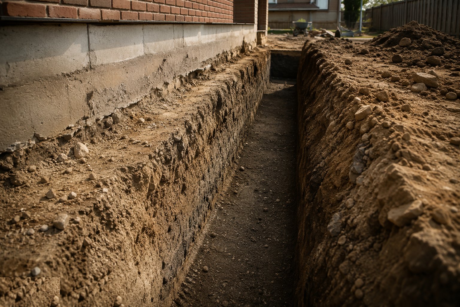 Excavate to the design depth and stratum — Strip foundations, step 2