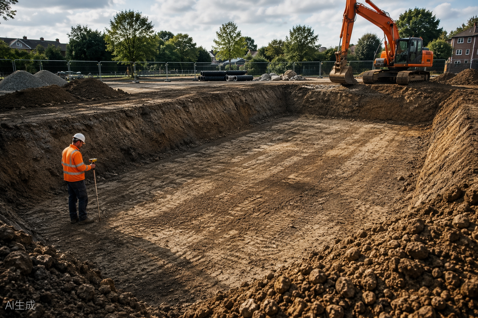 Excavate and verify the formation — SuDS: attenuation and infiltration, step 1