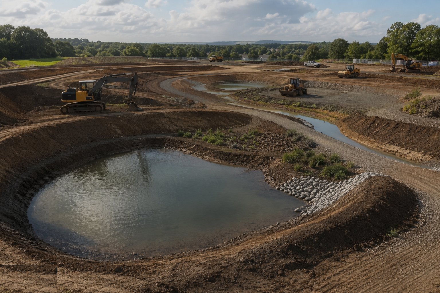 Form the ponds, basins and swales — SuDS: attenuation and infiltration, step 4