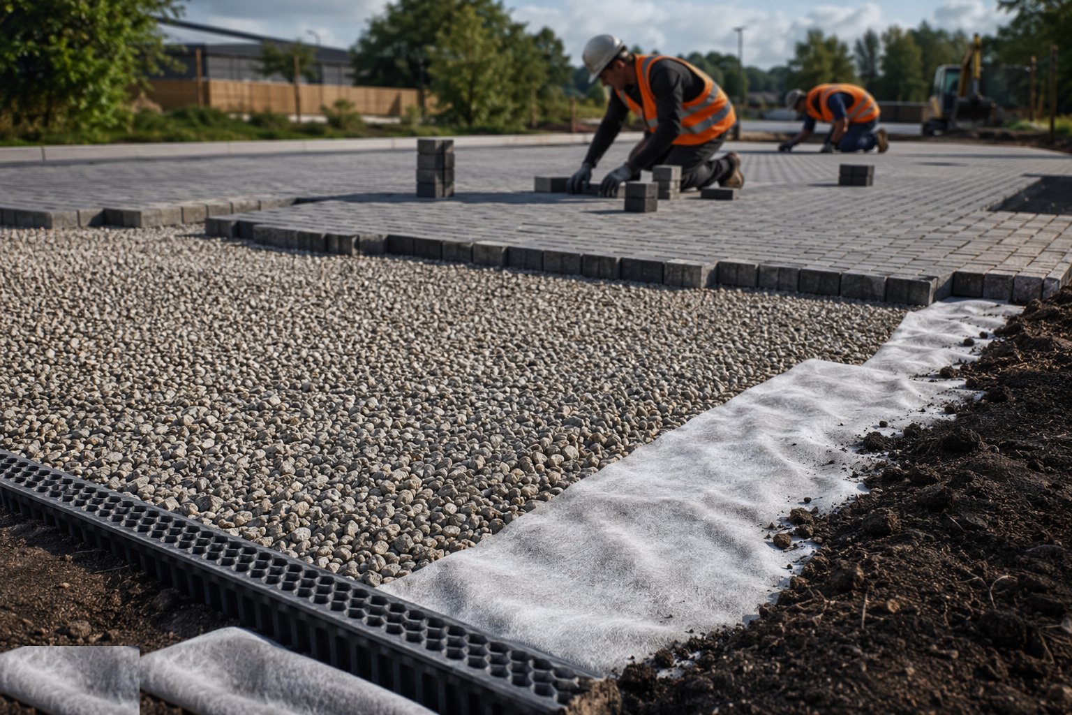 Lay the permeable paving — SuDS: attenuation and infiltration, step 5