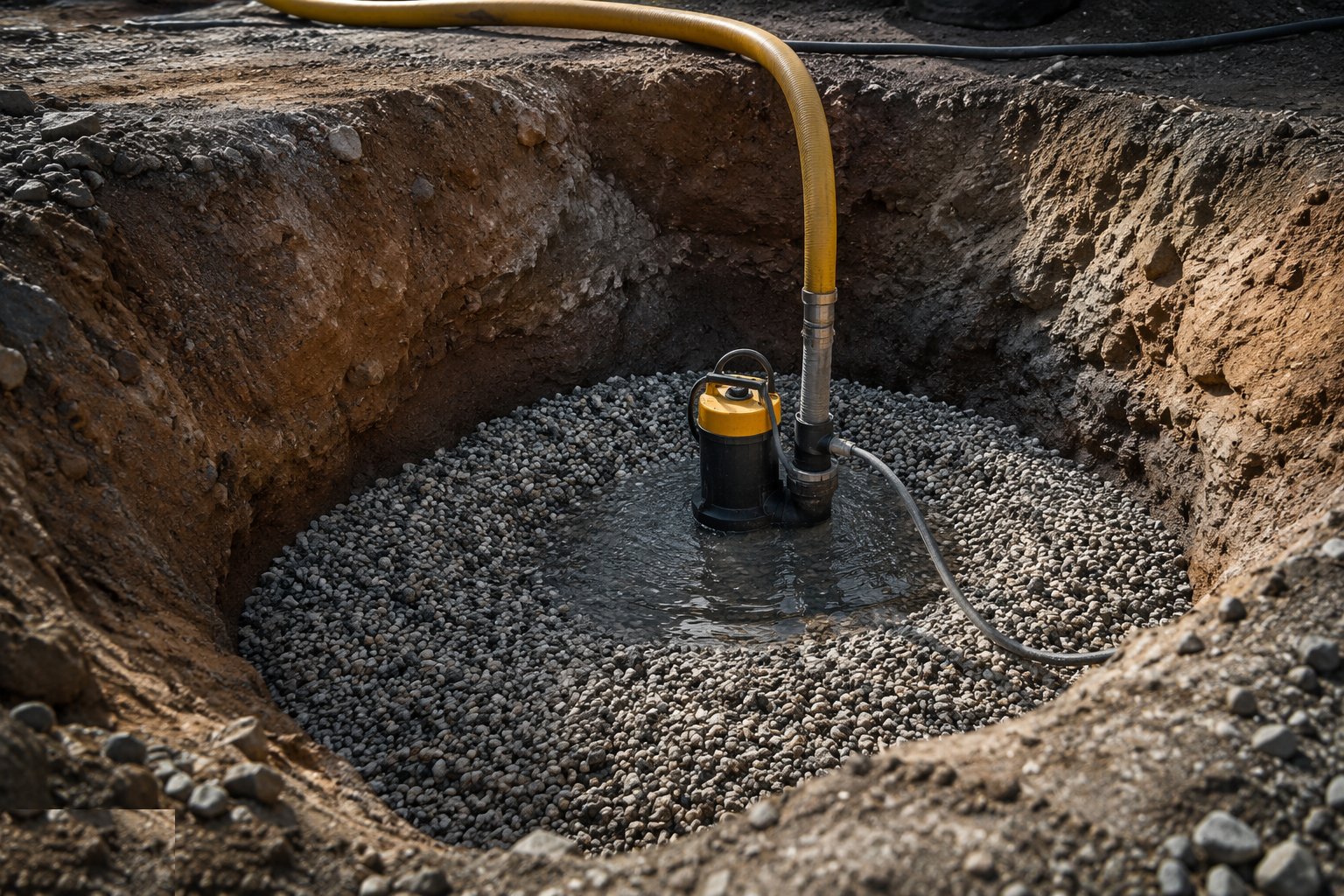Line and filter the sump — Sump pumping, step 3