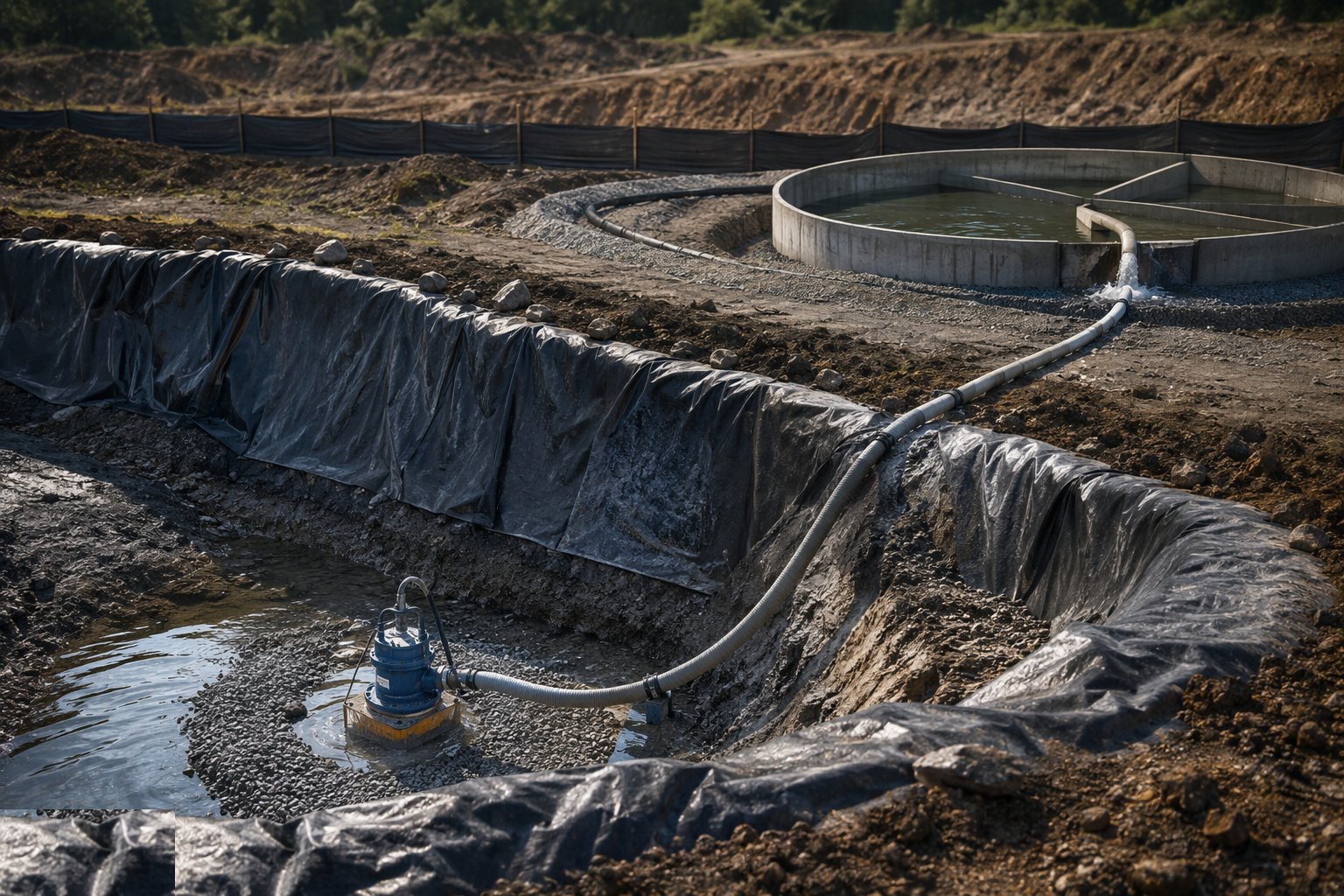 Pump to a consented, silt-controlled discharge — Sump pumping, step 4