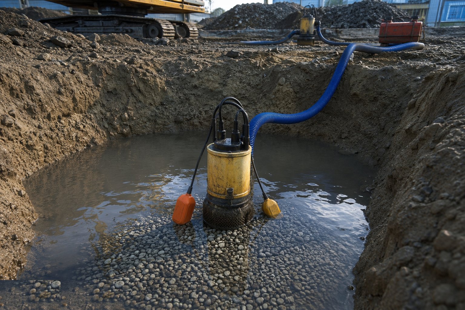 Run on floats, with standby ready — Sump pumping, step 5