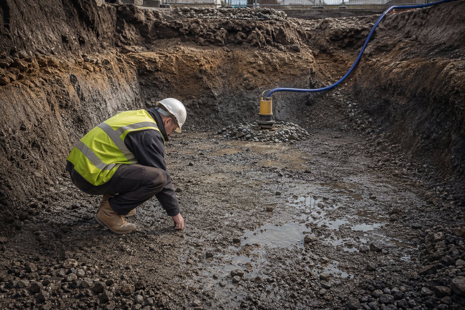 Inspect and make good the formation — Sump pumping, step 6