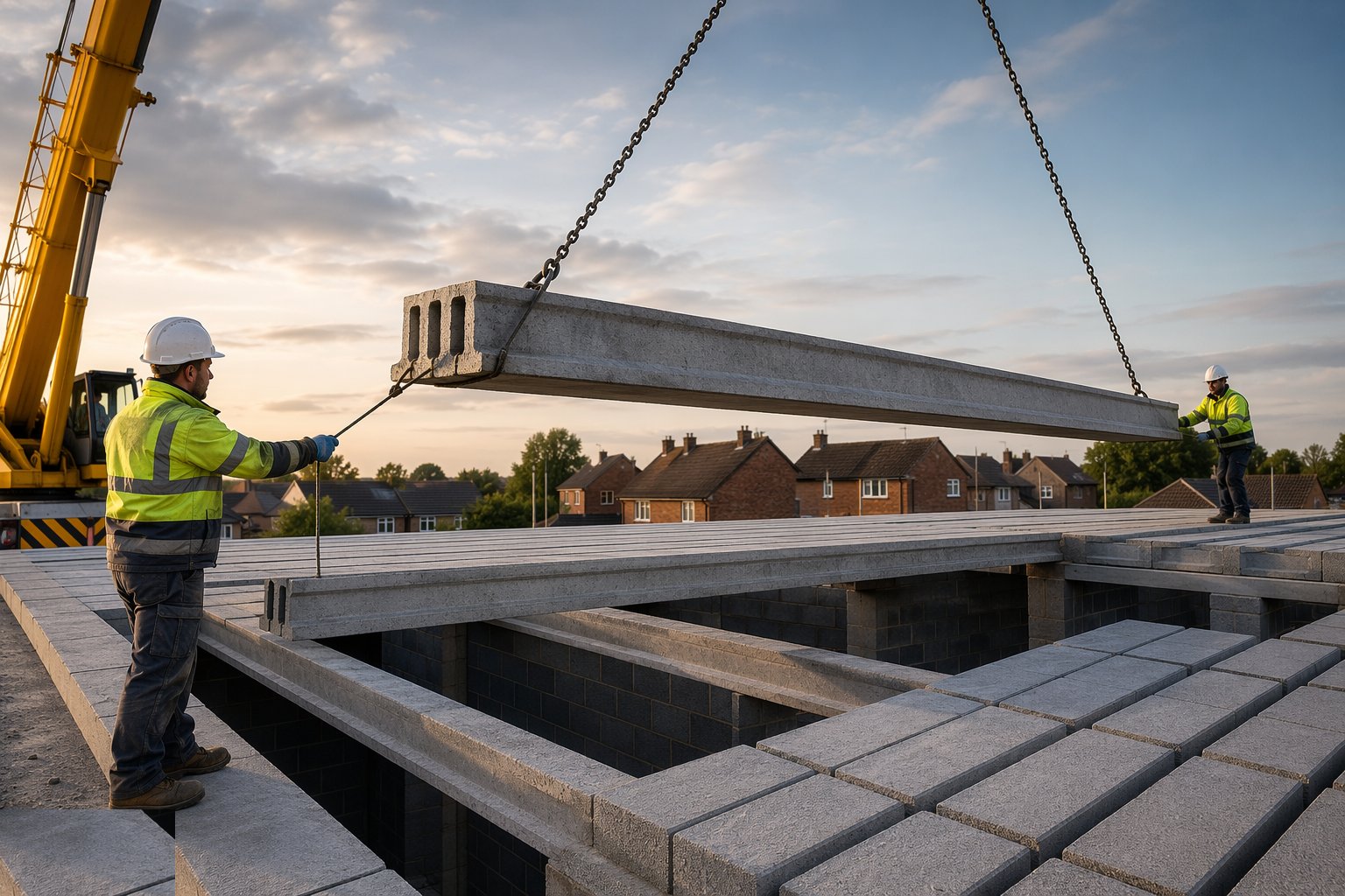 Crane in and lay the beams — Suspended slabs, step 2