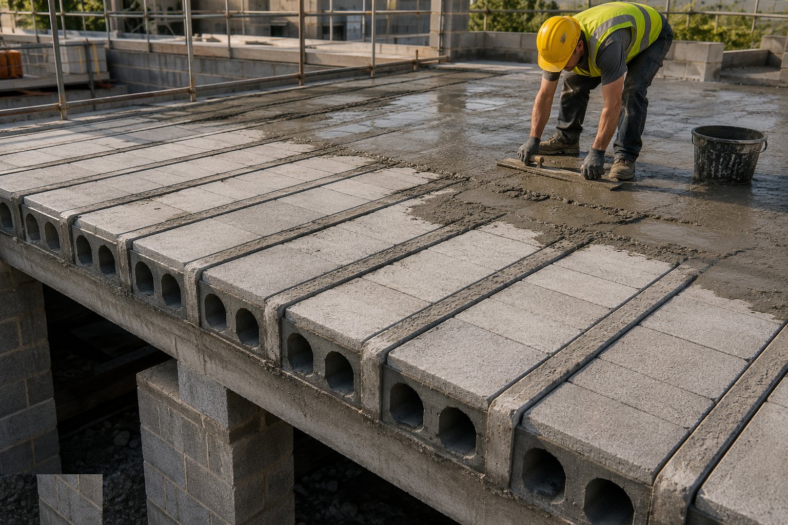 Infill with blocks and grout the deck — Suspended slabs, step 3