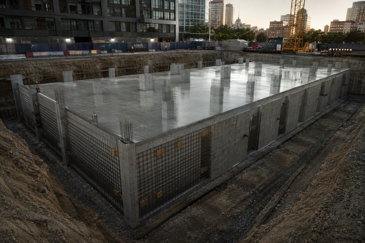 Close the base slab and complete the box — Top-down construction, step 5