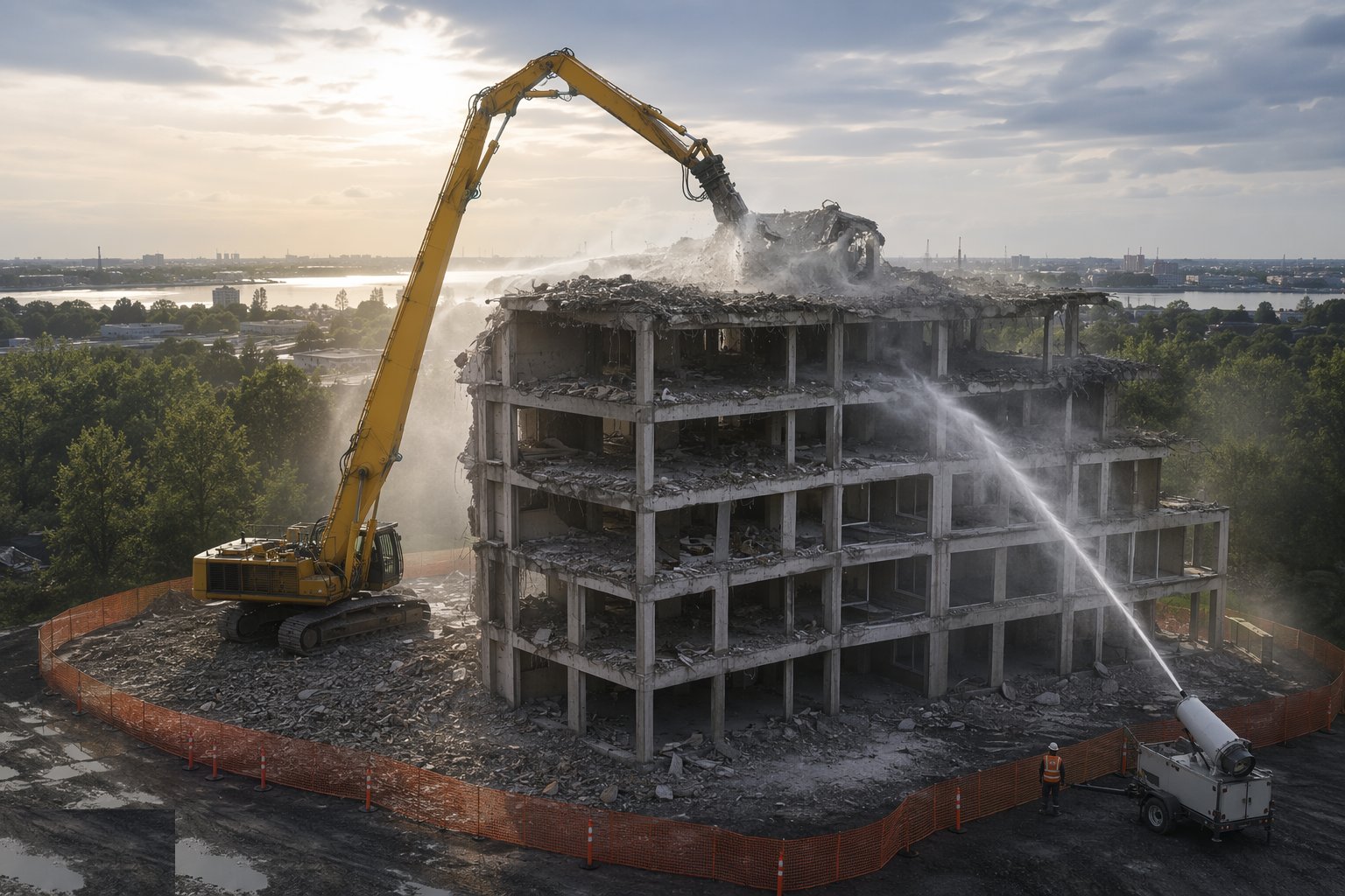 Take the roof and the top floor first — Top-down mechanical demolition, step 3