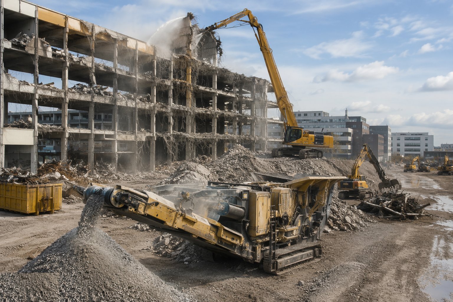 Process and segregate the arisings — Top-down mechanical demolition, step 5