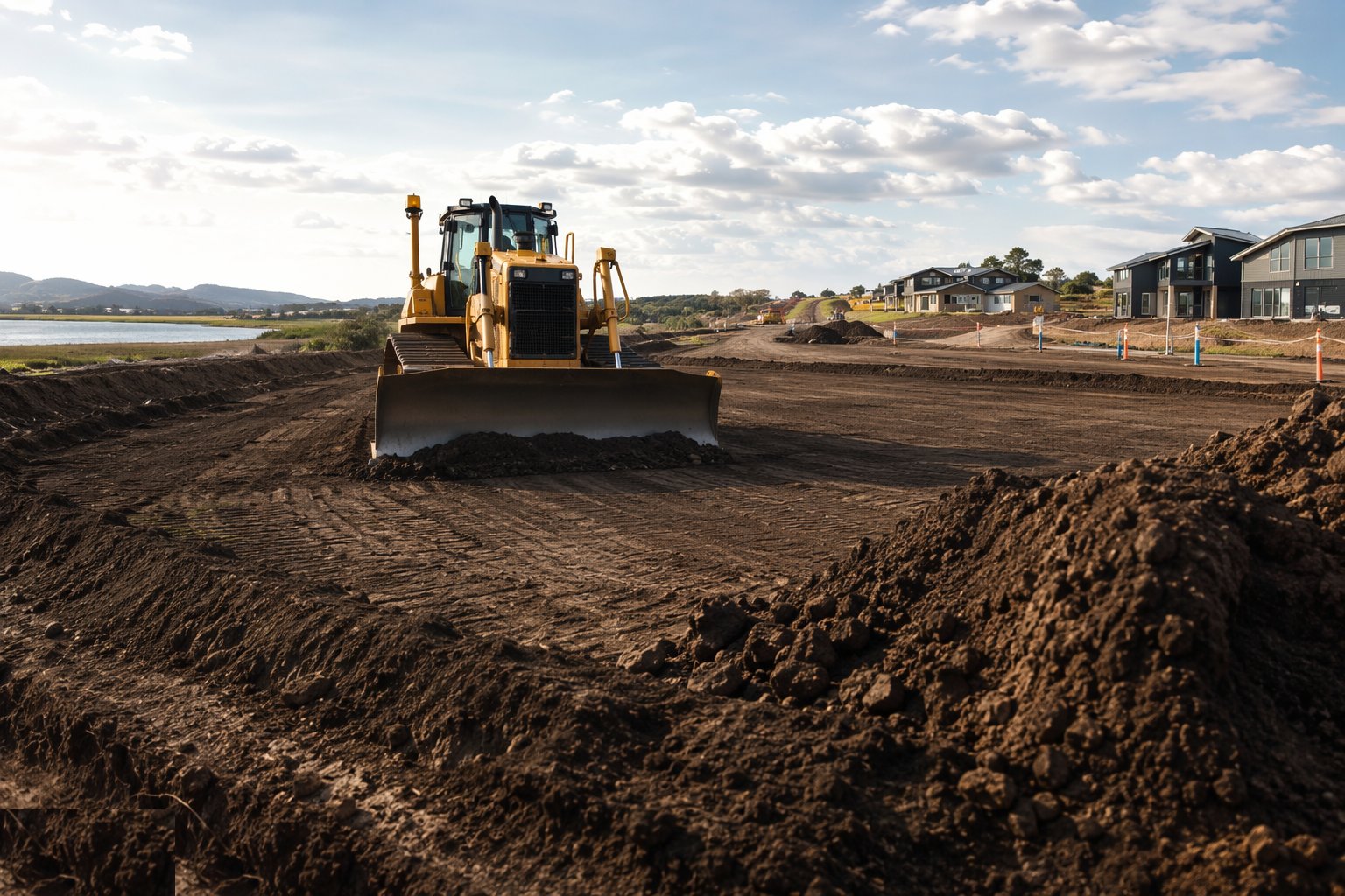 Strip dry, to a set depth — Topsoil strip and landscape profiling, step 2