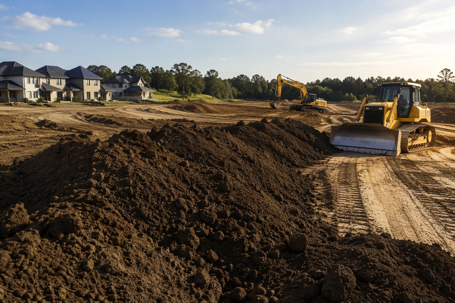 Stockpile low, separate and drained — Topsoil strip and landscape profiling, step 3