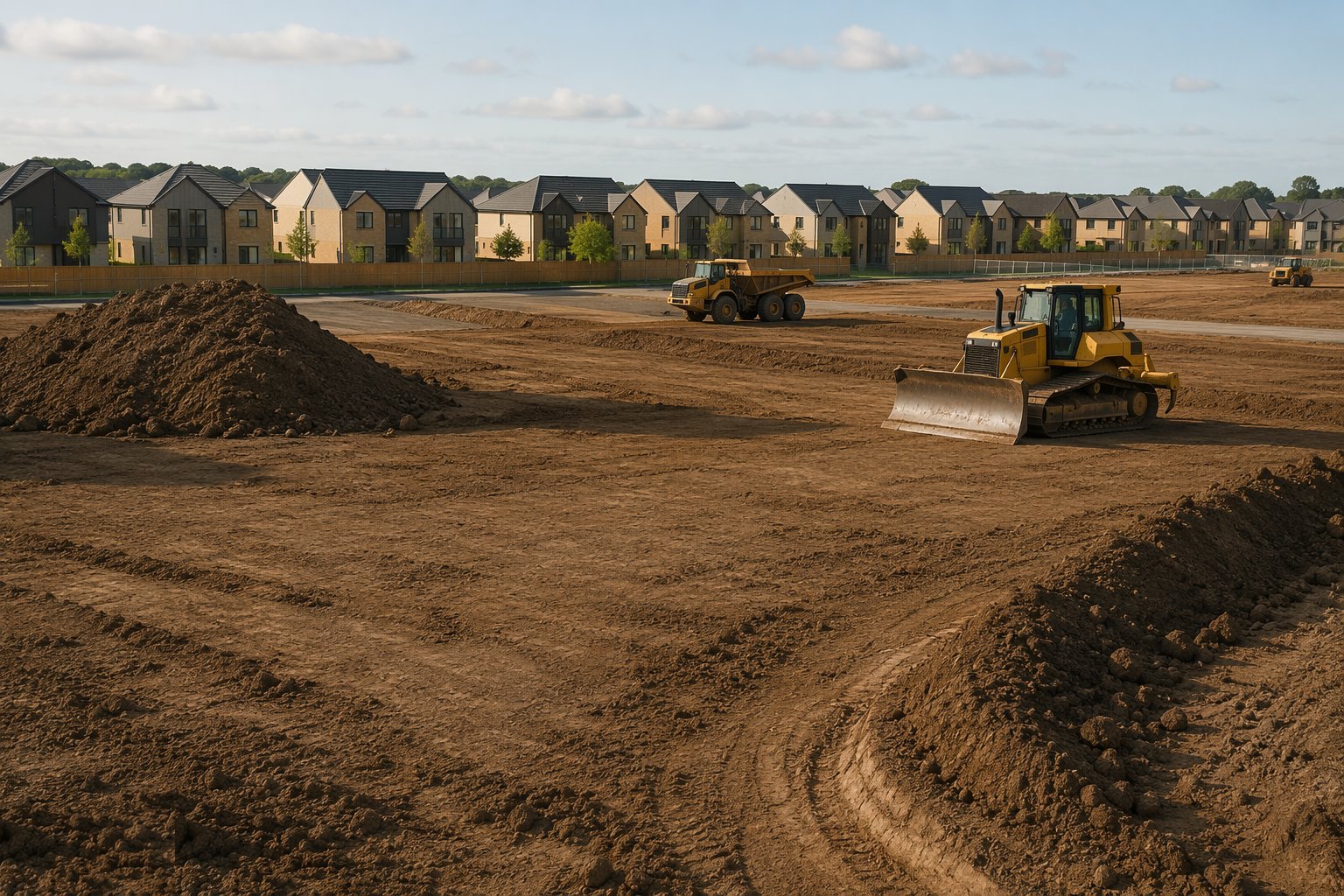 Profile the subsoil to design levels — Topsoil strip and landscape profiling, step 4