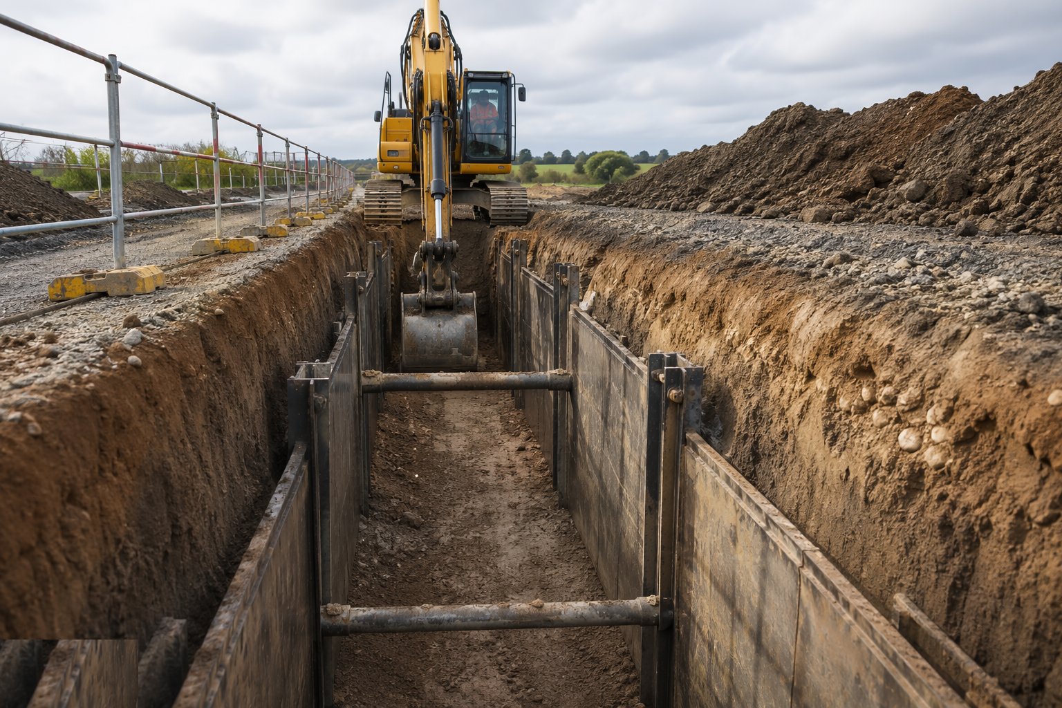 Shave the last pass to formation — Trench excavation, step 3