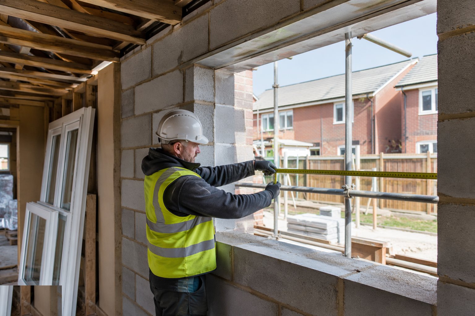 Survey the openings and verify the units — uPVC windows and doors, step 1
