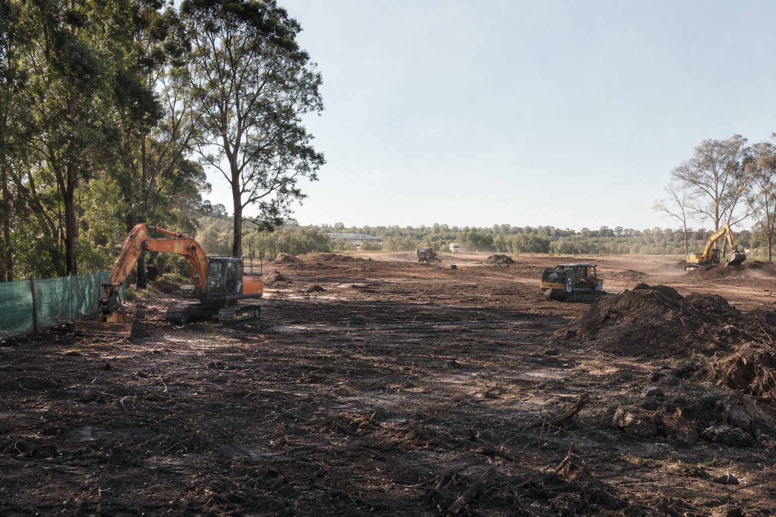 Clear the surveys and the constraints map — Vegetation and topsoil clearance only, step 1