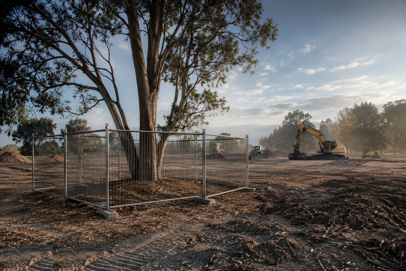 Fence and protect what stays — Vegetation and topsoil clearance only, step 2
