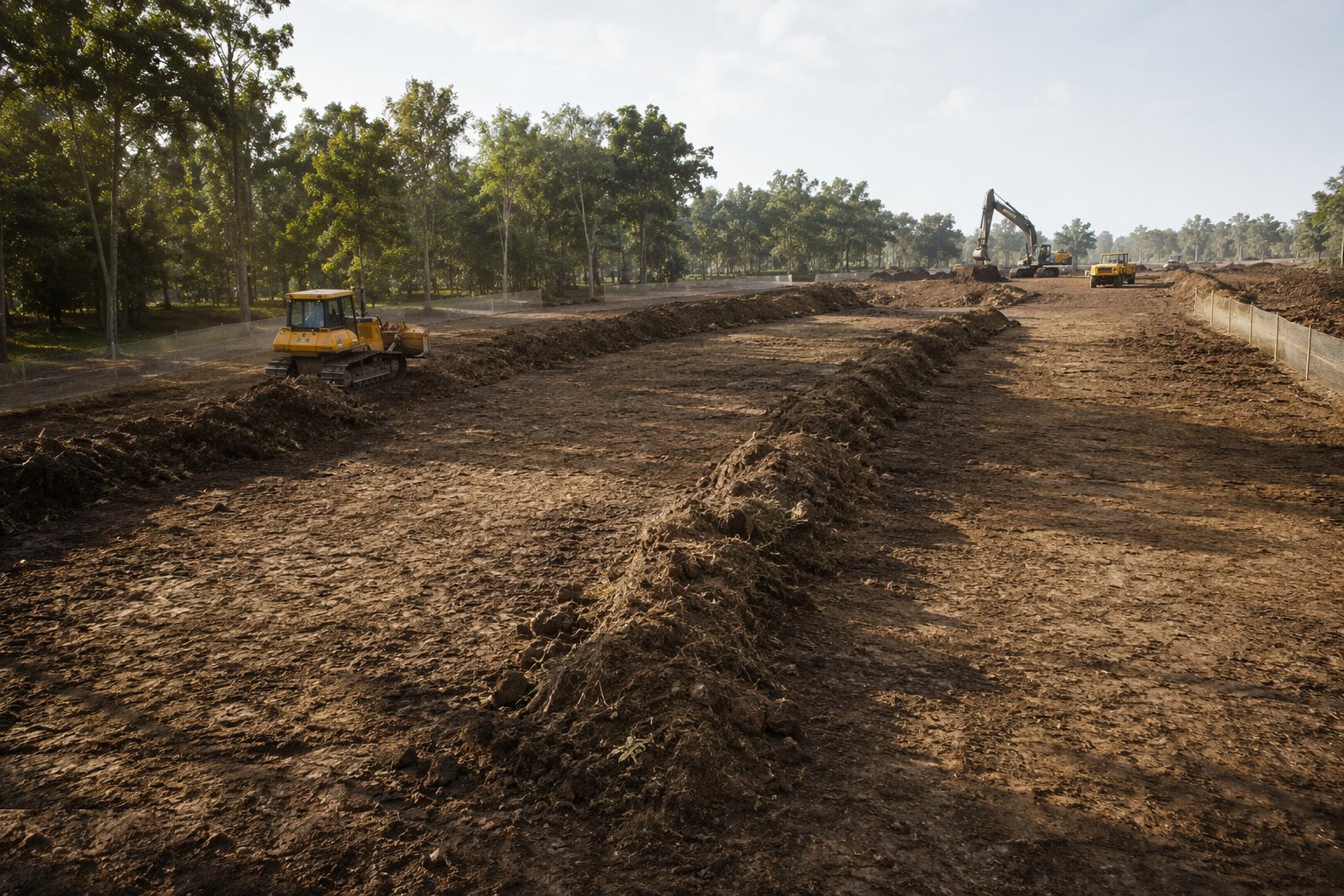 Strip topsoil dry, into windrows — Vegetation and topsoil clearance only, step 4