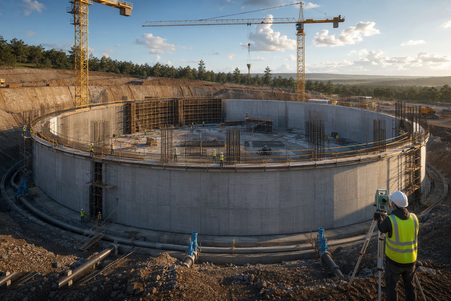 Cast the base and raise the walls — Service Reservoirs & Water Towers, step 2