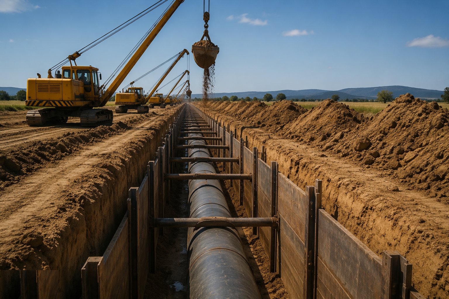 Excavate and support the trench — Water Pipelines & Trunk Mains, step 2