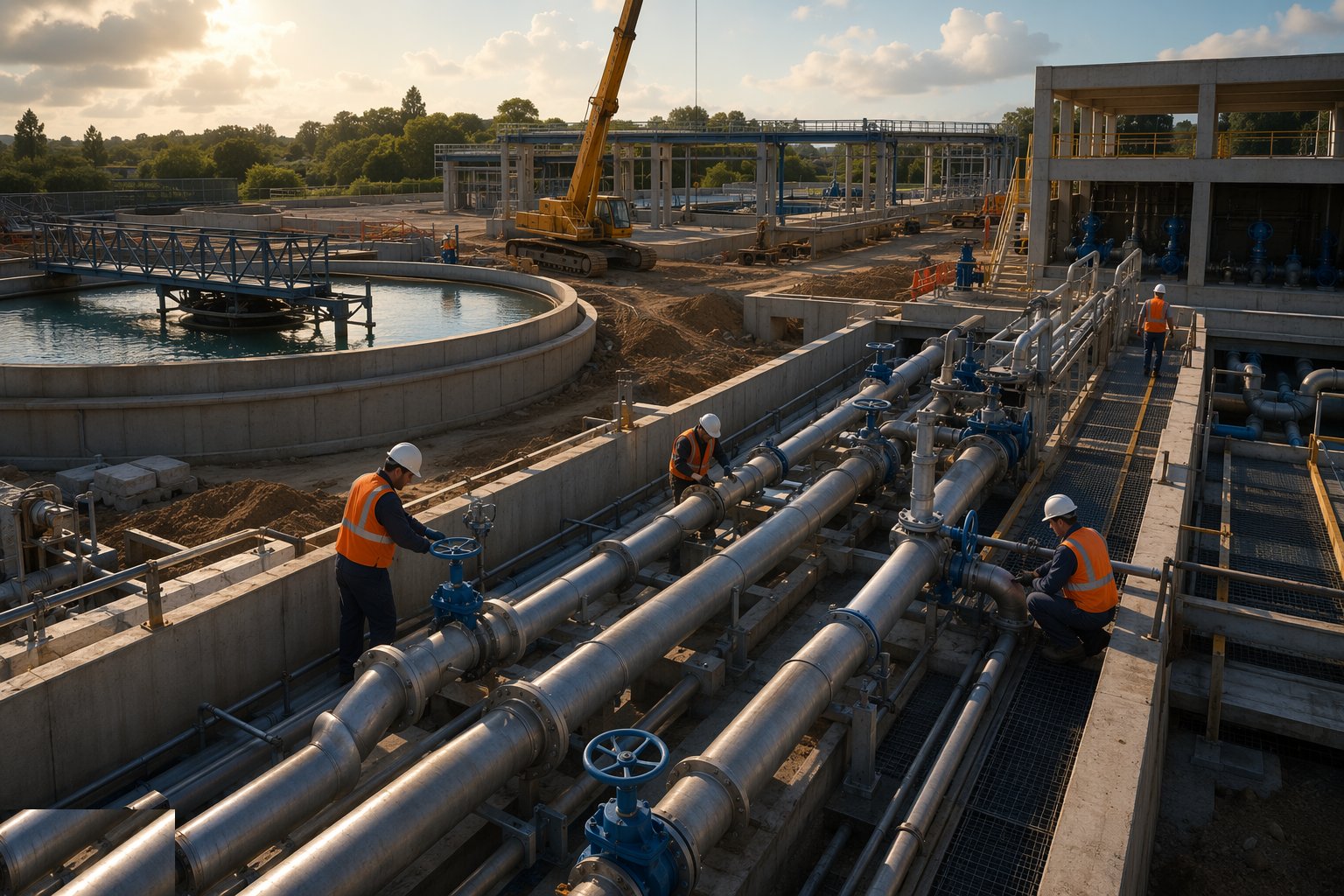 Install the process pipework and valves — Water Treatment Works Construction, step 5