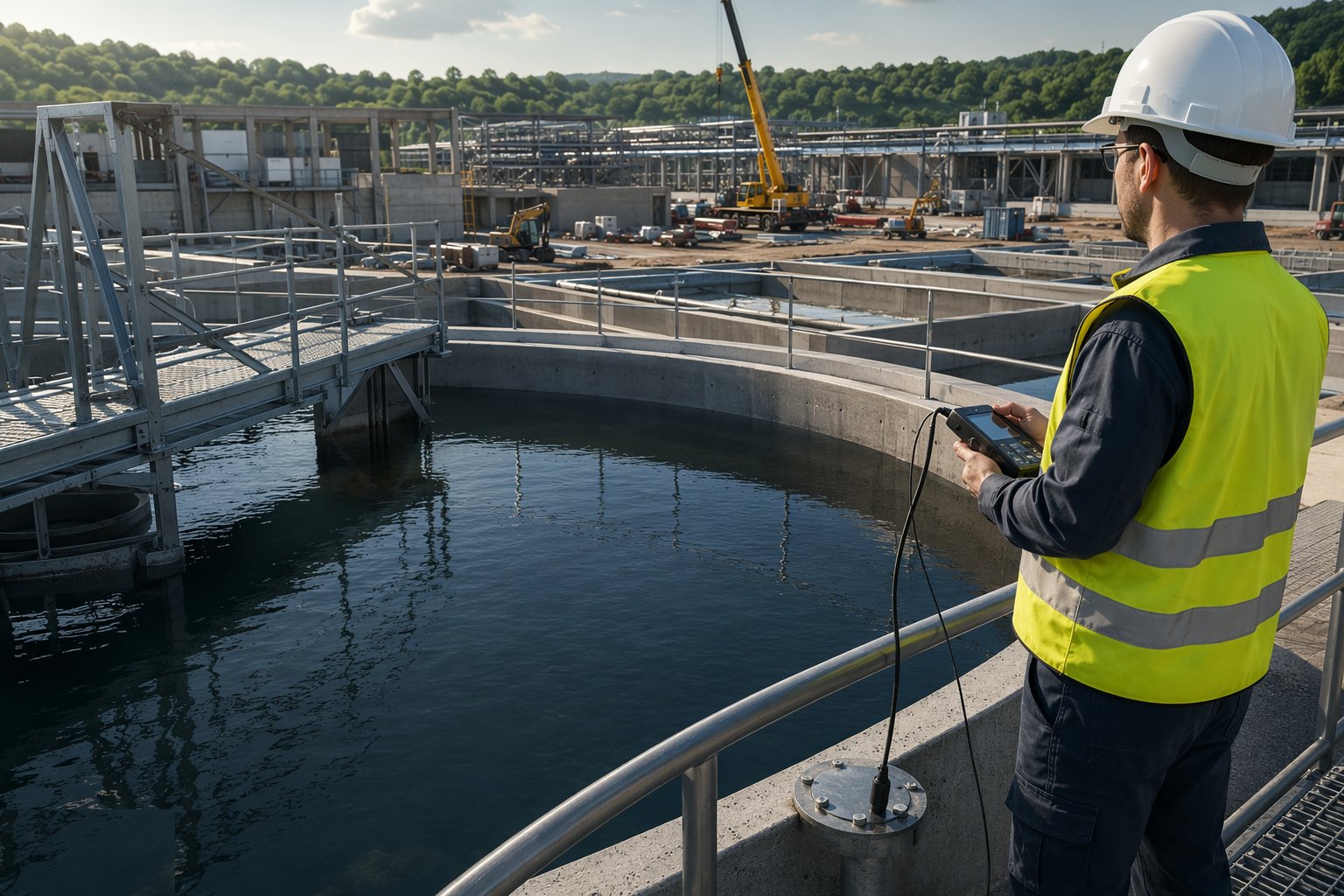 Run the water-tightness tests — Water Treatment Works Construction, step 6