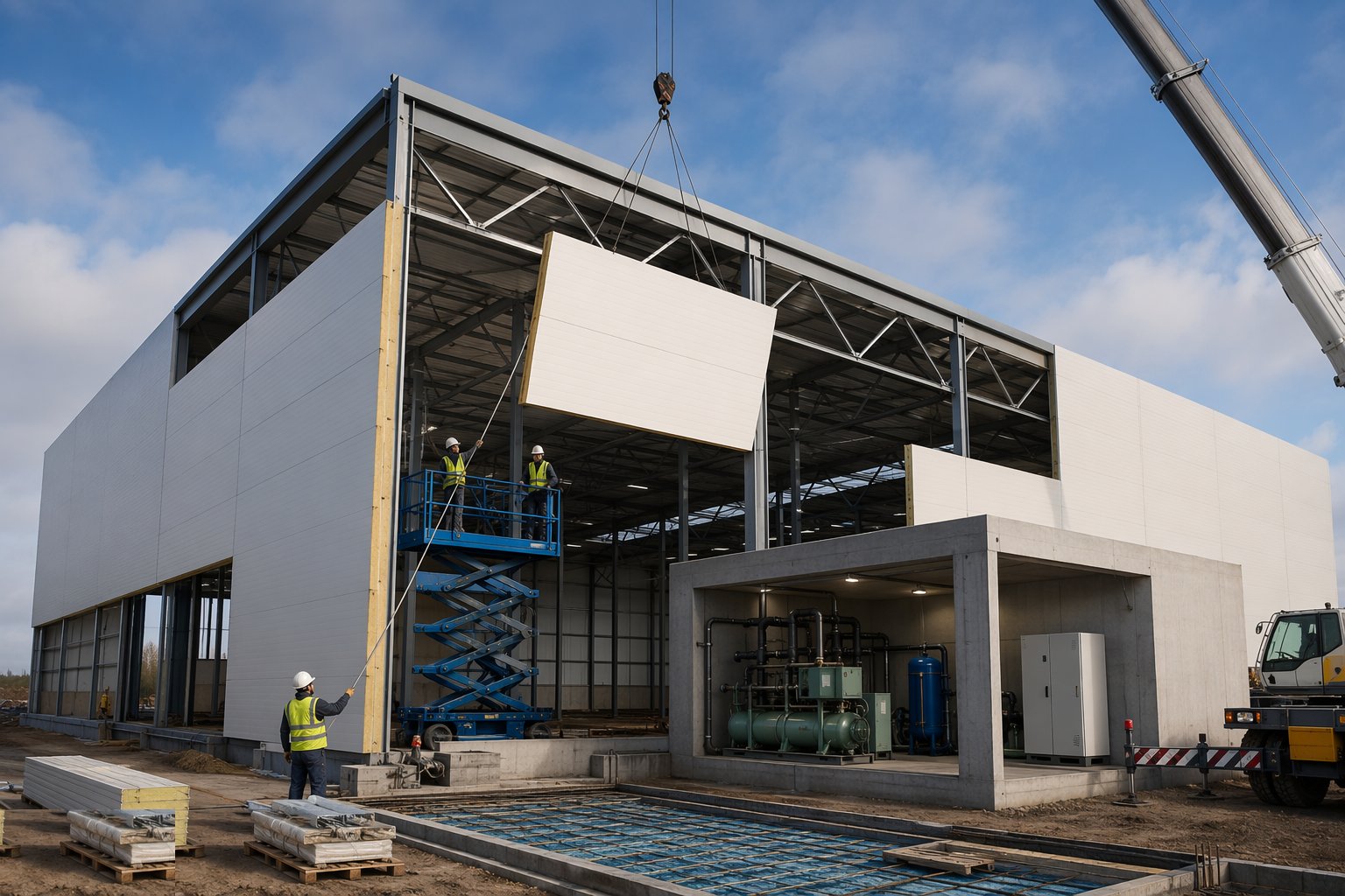 Erect the insulated panel envelope — Cold Store Construction, step 2