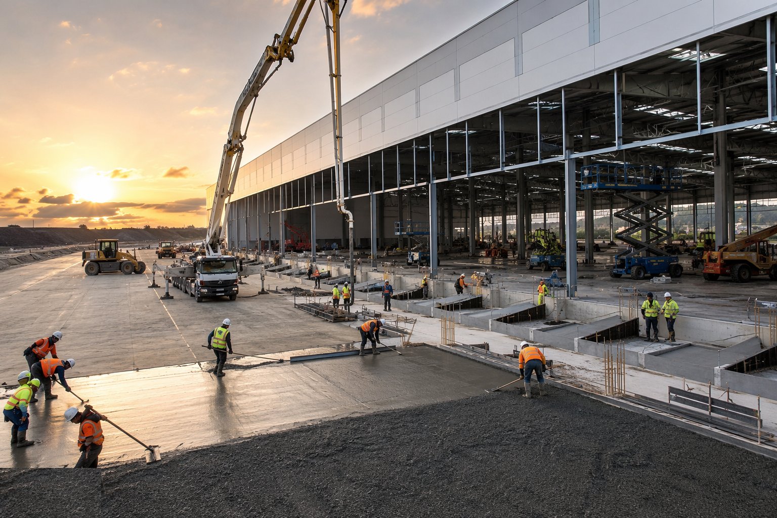 Build the yards, trailer parking and external works — Big-Box Logistics Shed Construction, step 7