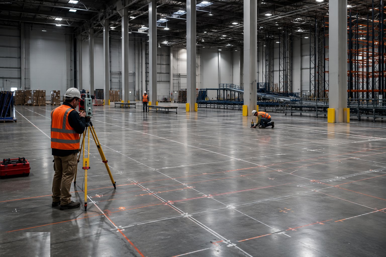 Verify the floor and set out the installation — Racking & Warehouse Automation Installation, step 1