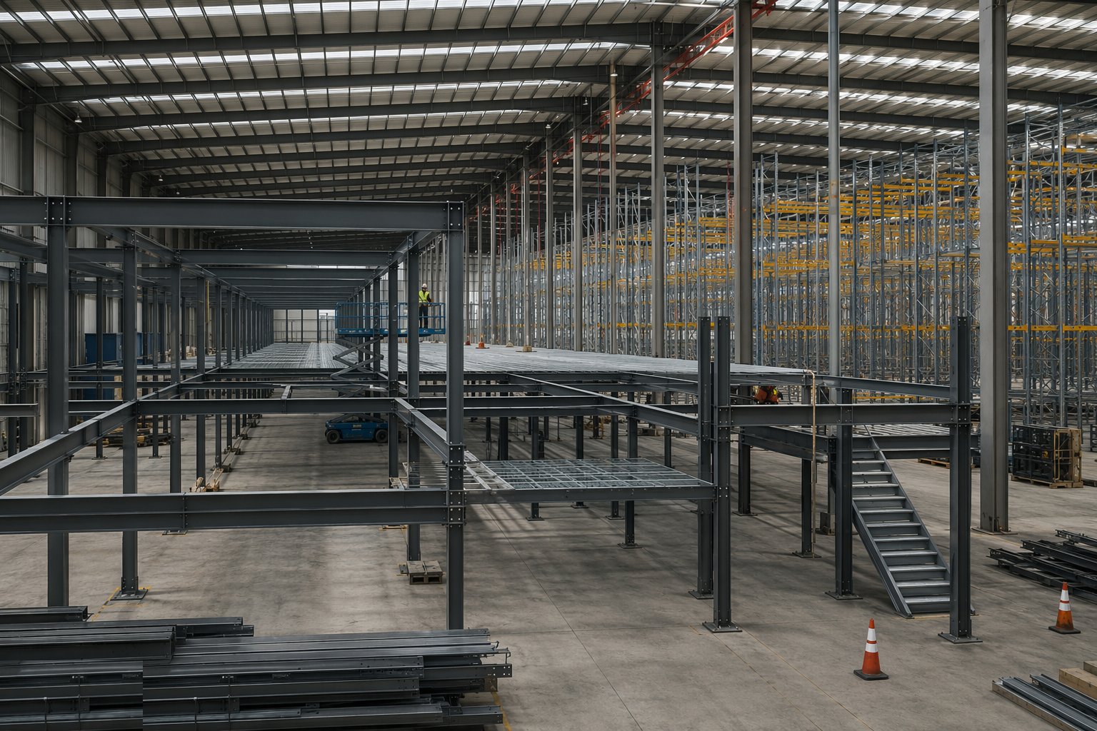 Build the mezzanines and platforms — Racking & Warehouse Automation Installation, step 5