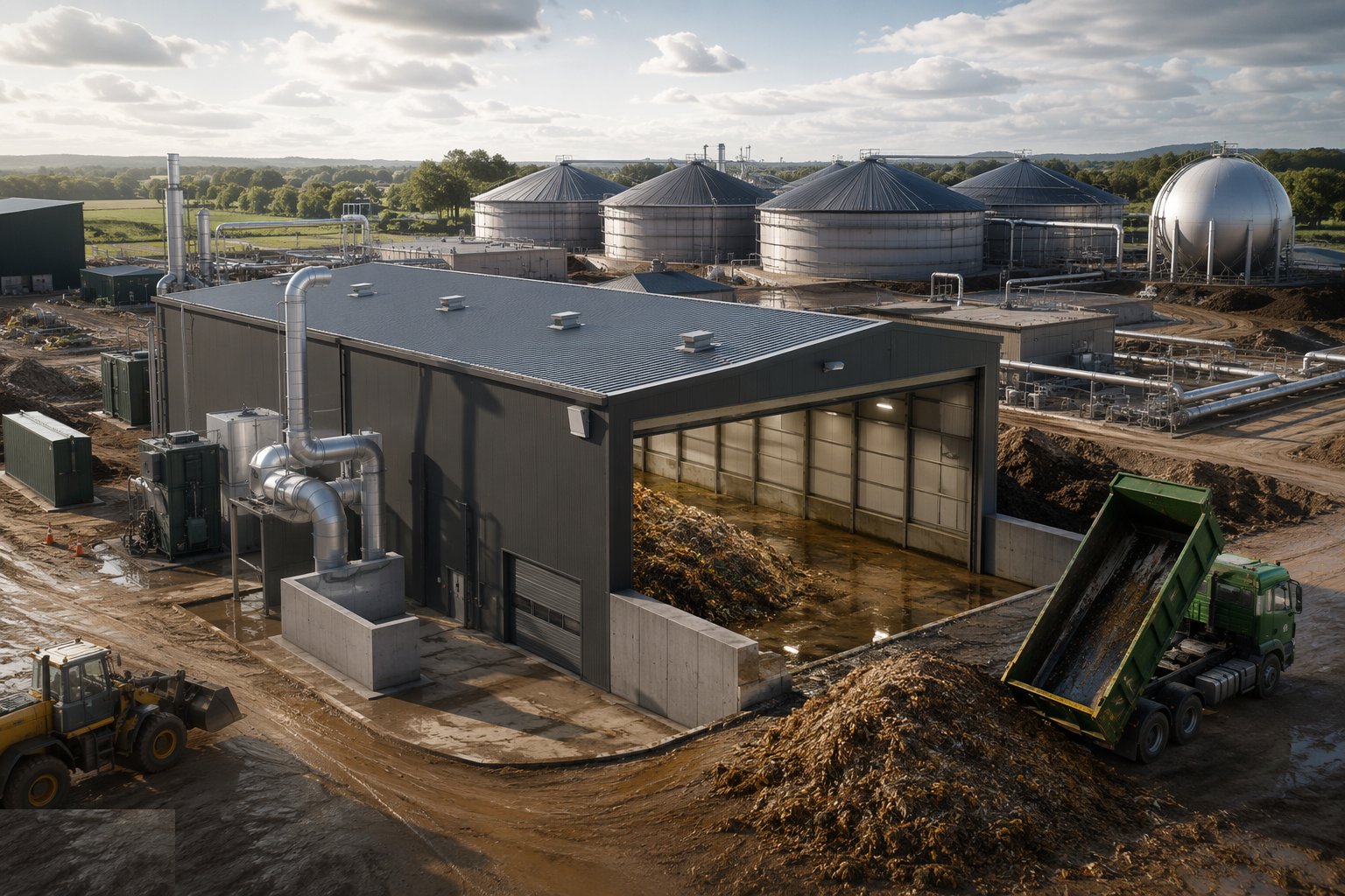 Construct the reception hall and odour control — Anaerobic Digestion & Composting Facilities, step 4