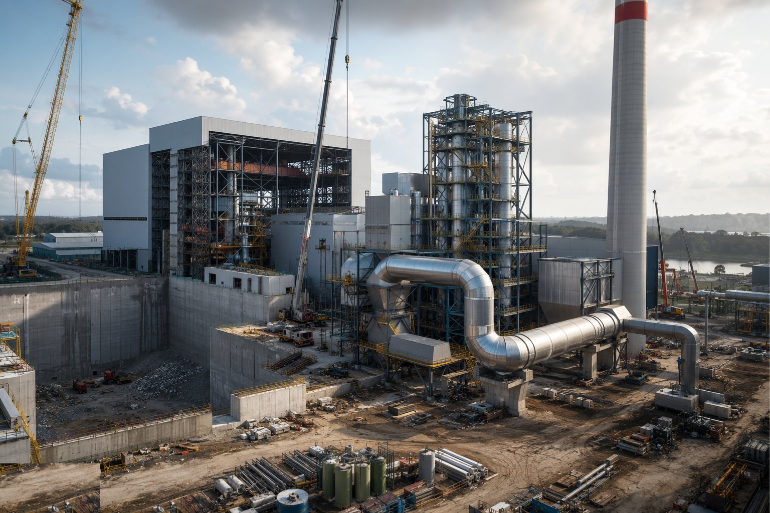 Build the flue gas treatment line — Energy-from-Waste Plant Construction, step 5