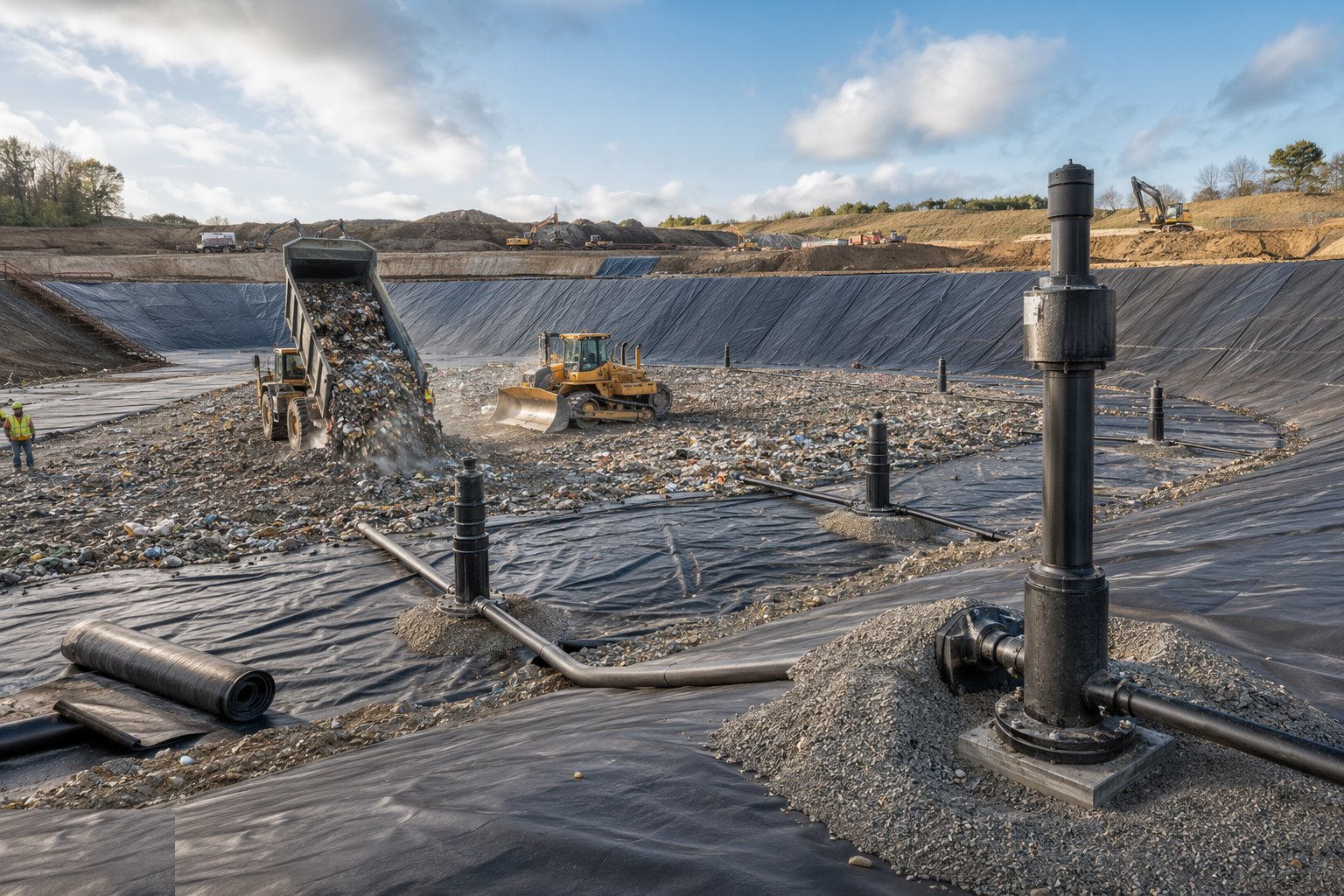 Build the gas collection as the cell fills — Landfill Engineering & Capping, step 5