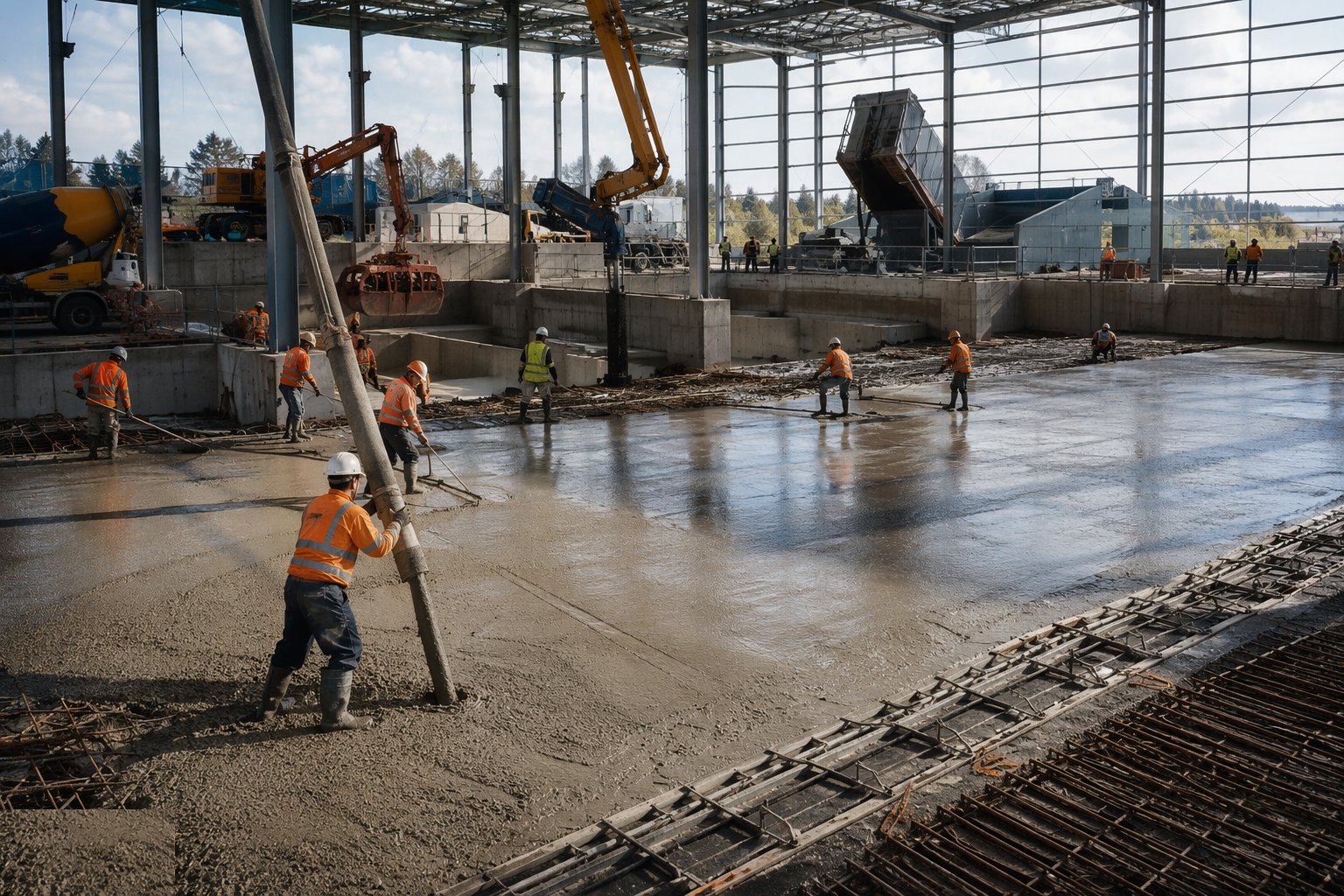 Cast the heavy-duty floor slab — Waste Transfer Stations & MRFs, step 2