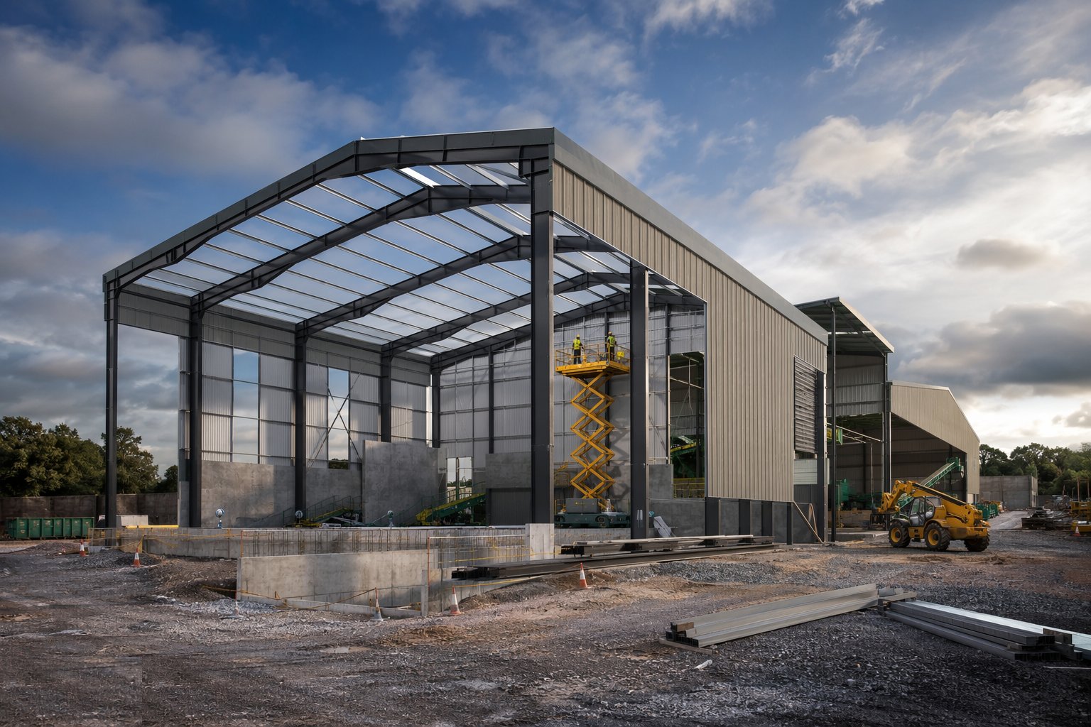 Erect the portal frame and envelope — Waste Transfer Stations & MRFs, step 3