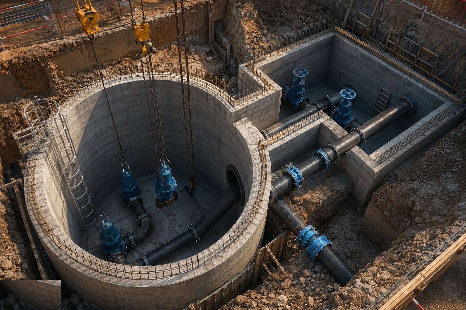 Construct the wet well and chambers — Sewage Pumping Stations & CSOs, step 2