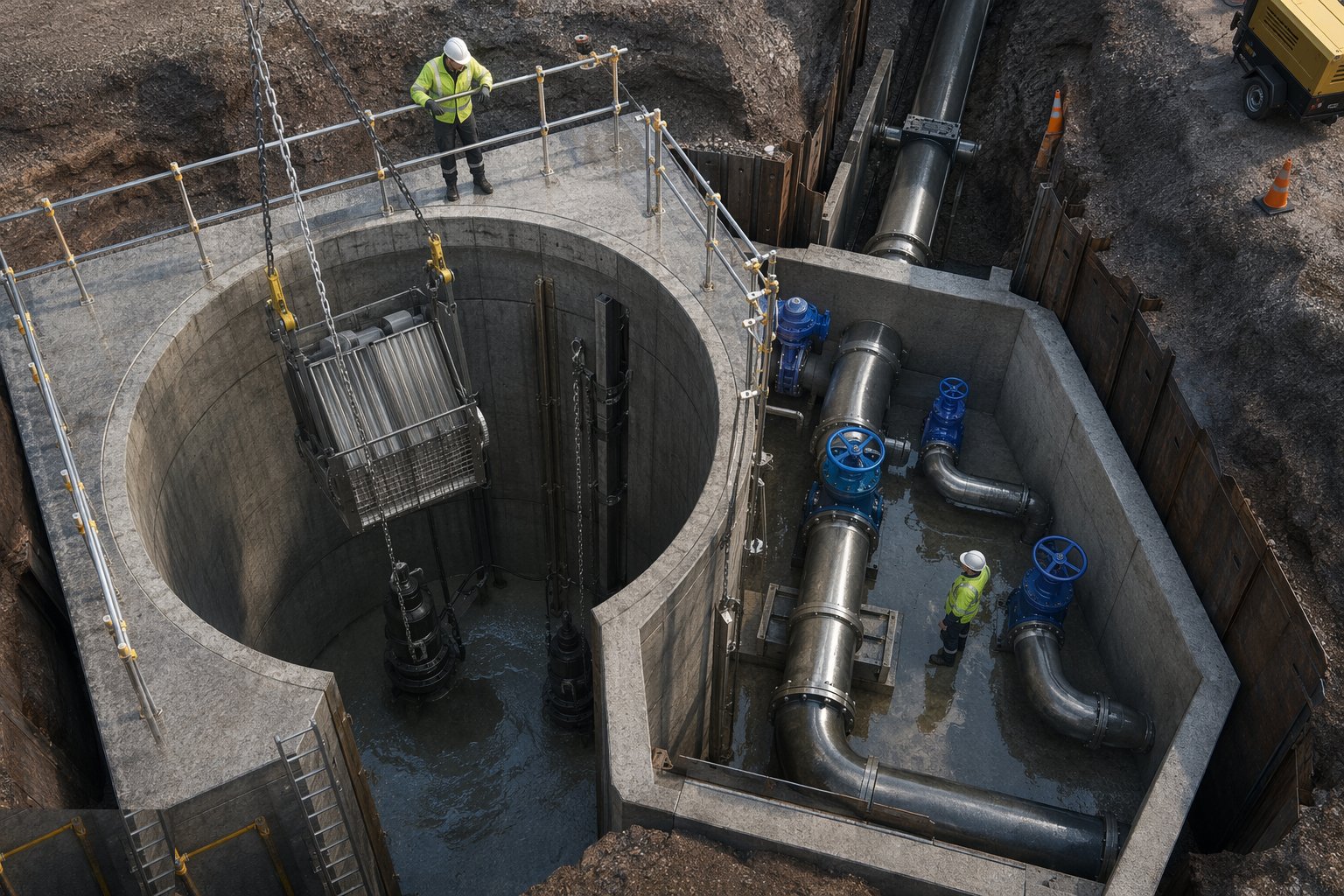Install screens, grit handling and the rising main interface — Sewage Pumping Stations & CSOs, step 4