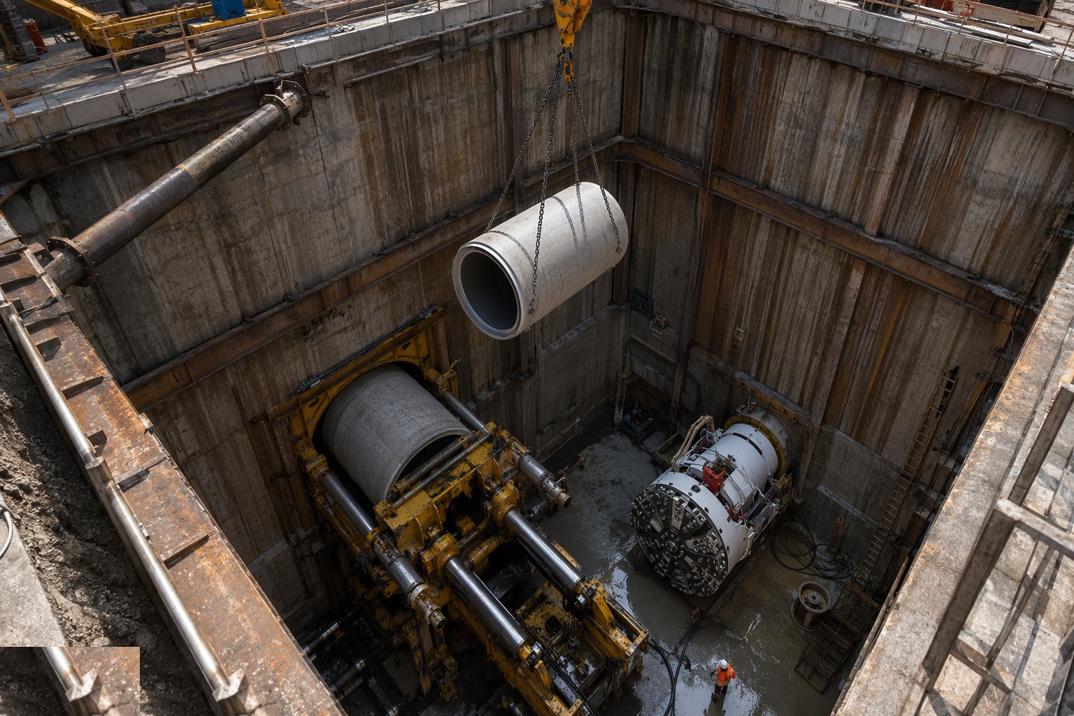Sink and equip the launch and reception shafts — Utility Tunnels & Pipe Jacking, step 1