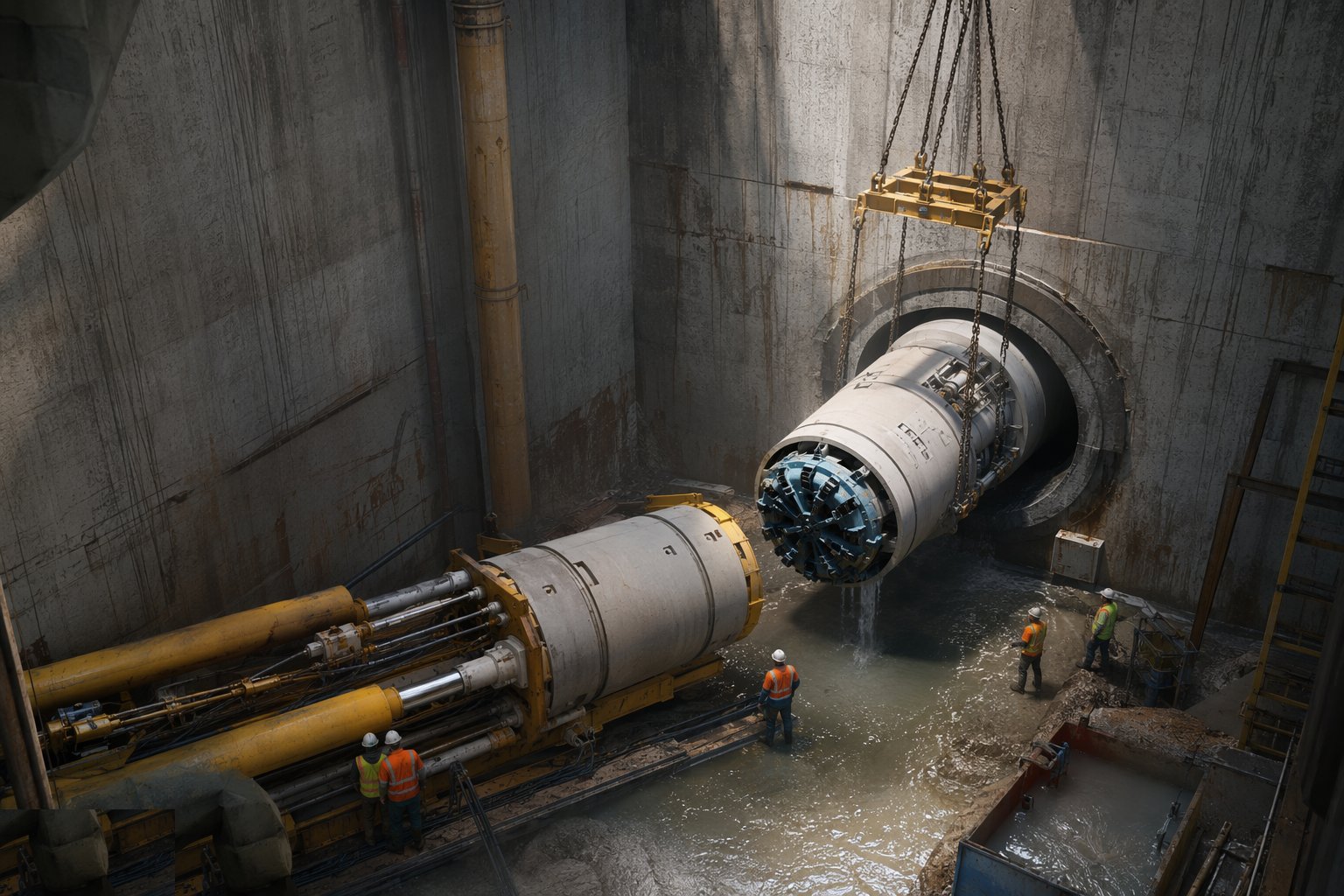 Launch through the shaft eye — Utility Tunnels & Pipe Jacking, step 2