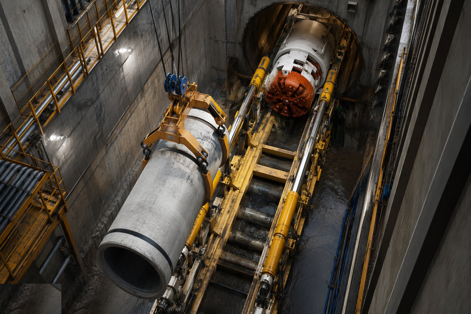 Lubricate the string and share the thrust — Utility Tunnels & Pipe Jacking, step 4