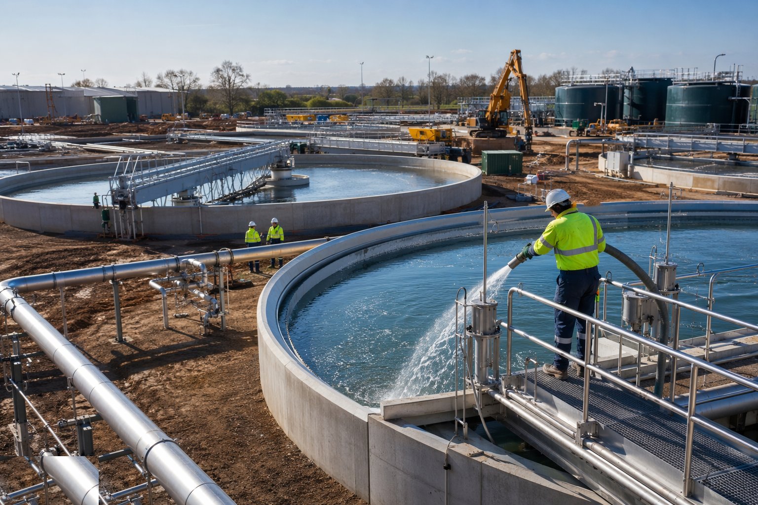 Water-test every tank — Wastewater Treatment Works Construction, step 3