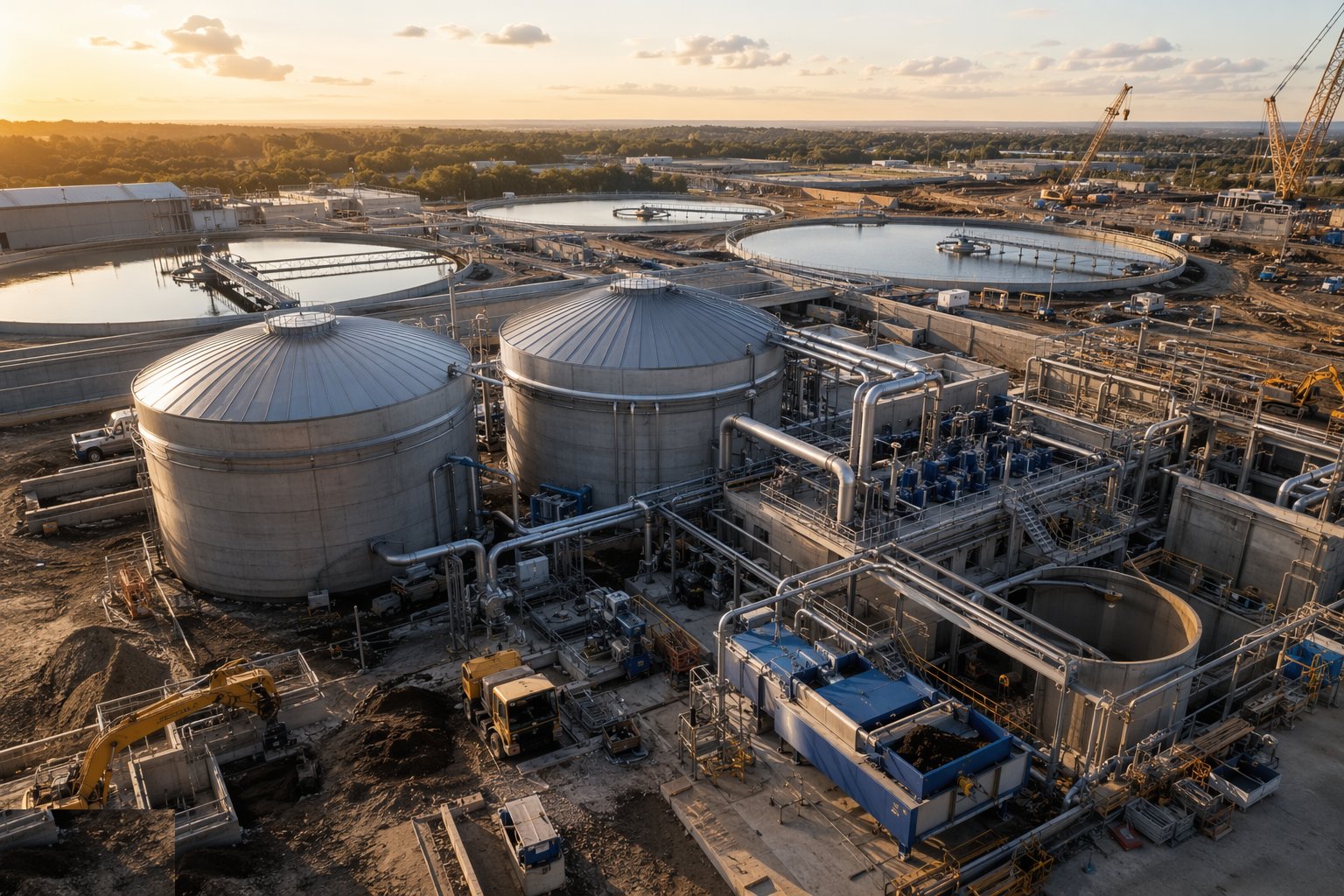 Build the sludge stream and digesters — Wastewater Treatment Works Construction, step 5