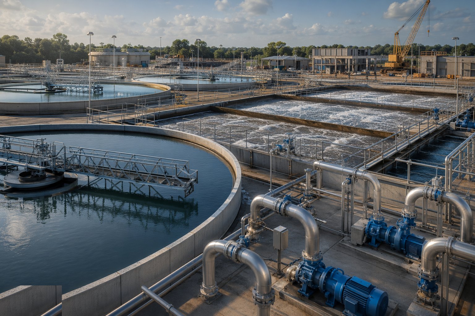 Commission with water, then with sewage — Wastewater Treatment Works Construction, step 7
